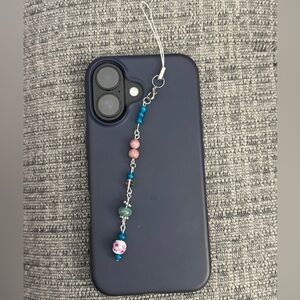 Elegant Teal & Maroon Handmade Beaded Phone Charm